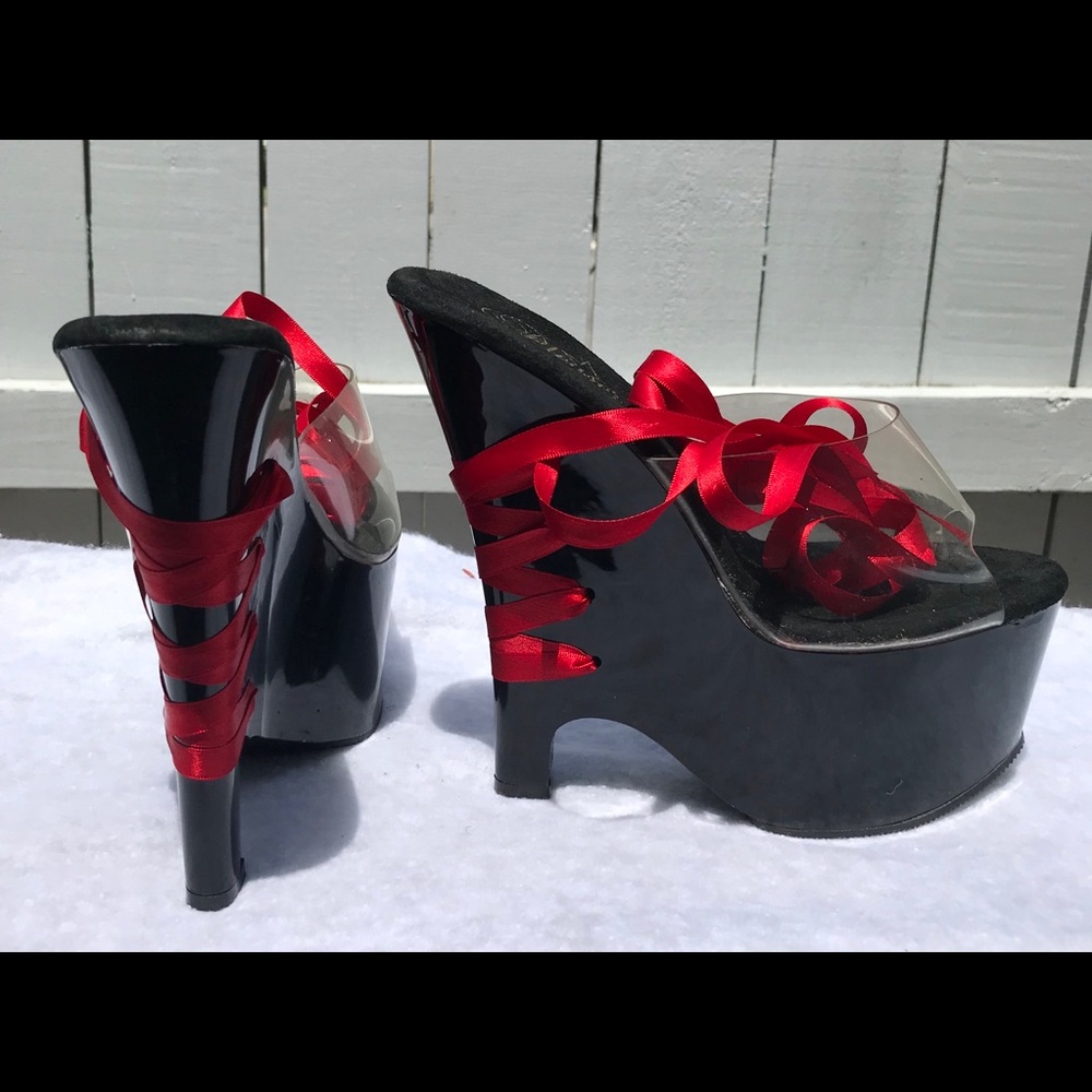Pleaser Lace Up Legs Platform Shoes